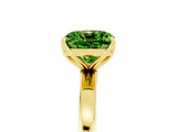 Yellow gold Cushion Cut Peridot Solitaire Ring with Thin Band and Prong Setting_17