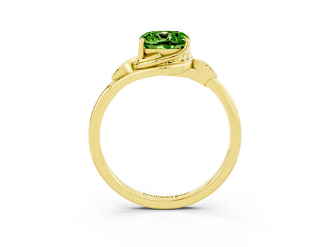 Yellow gold Cushion Cut Peridot Solitaire Ring with Twist Band and Four-Prong Setting_27