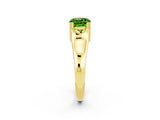 Yellow gold Cushion Cut Peridot Solitaire Ring with Wide Band and Prong Setting_2