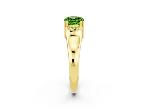 Yellow gold Cushion Cut Peridot Solitaire Ring with Wide Band and Prong Setting_2