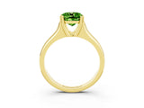 Yellow gold Cushion Cut Peridot Solitaire Ring with Wide Band and Prong Setting_3