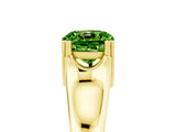 Yellow gold Cushion Cut Peridot Solitaire Ring with Wide Band and Prong Setting_5