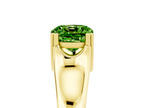 Yellow gold Cushion Cut Peridot Solitaire Ring with Wide Band and Prong Setting_5