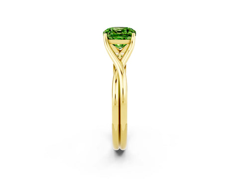 Yellow gold Cushion Cut Peridot Solitaire Twist Band Prong Setting Ring_50