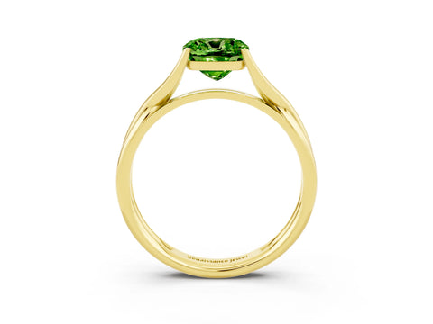Yellow gold Cushion Cut Peridot Solitaire Twist Band Prong Setting Ring_51