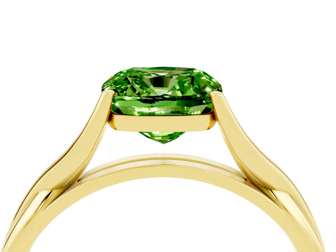 Yellow gold Cushion Cut Peridot Solitaire Twist Band Prong Setting Ring_52