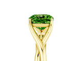 Yellow gold Cushion Cut Peridot Solitaire Twist Band Prong Setting Ring_53