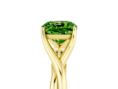 Yellow gold Cushion Cut Peridot Solitaire Twist Band Prong Setting Ring_53
