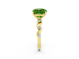 Yellow gold Cushion Cut Peridot Solitaire Twisted Band with Round  Accents and Prong Setting_14