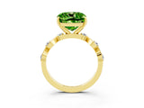 Yellow gold Cushion Cut Peridot Solitaire Twisted Band with Round  Accents and Prong Setting_15