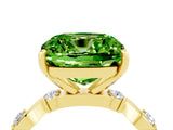 Yellow gold Cushion Cut Peridot Solitaire Twisted Band with Round  Accents and Prong Setting_16