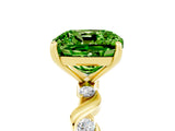 Yellow gold Cushion Cut Peridot Solitaire Twisted Band with Round  Accents and Prong Setting_17