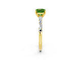 Yellow gold Cushion Cut Peridot Solitaire with Side Baguettes and Channel Set Band_2