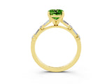 Yellow gold Cushion Cut Peridot Solitaire with Side Baguettes and Channel Set Band_3