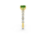 Yellow gold Cushion Cut Peridot Solitaire with Side Stones, Pave Band, Four-Prong Setting_38