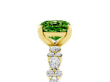 Yellow gold Cushion Cut Peridot Solitaire with Side Stones, Pave Band, Four-Prong Setting_41