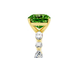 Yellow gold Cushion Cut Peridot Solitaire with Side Stones on a Pavé Band and Four-Prong Setting_5