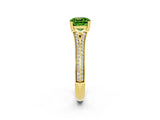 Yellow gold Cushion Cut Peridot Split Shank Engagement Ring with Pavé Band_2