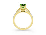 Yellow gold Cushion Cut Peridot Split Shank Engagement Ring with Pavé Band_3