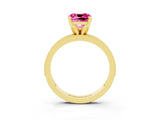 Yellow gold Cushion Cut Pink Sapphire Milgrain Pavé Engagement Ring with Four-Prong Setting_63