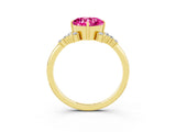 Yellow gold Cushion Cut Pink Sapphire Ring with Side Stones and Four-Prong Setting_63