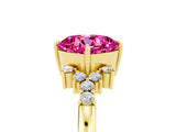 Yellow gold Cushion Cut Pink Sapphire Ring with Side Stones and Four-Prong Setting_65