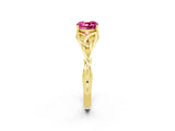 Yellow gold Cushion Cut Pink Sapphire Solitaire Celtic Knot Ring with Four-Prong Setting_26