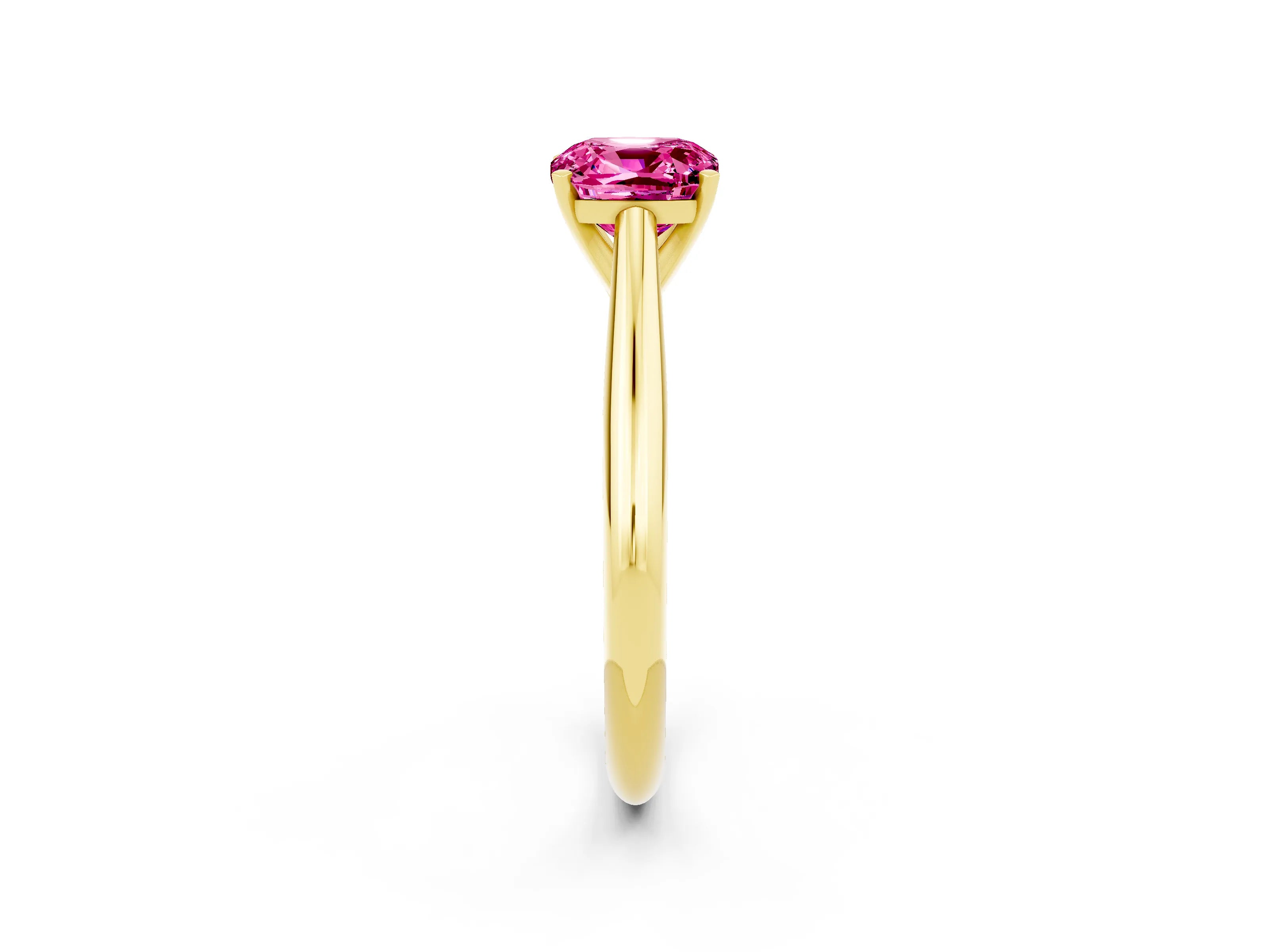 Yellow gold Cushion Cut Pink Sapphire Solitaire Engagement Ring with Cathedral Setting and Four-Prong Mount_14