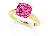 Yellow gold Cushion Cut Pink Sapphire Solitaire Engagement Ring with Cathedral Setting and Four-Prong Mount_25