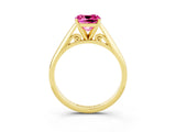 Yellow gold Cushion Cut Pink Sapphire Solitaire Engagement Ring with Cathedral Setting and Four-Prong Mount_27
