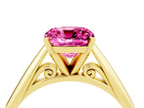 Yellow gold Cushion Cut Pink Sapphire Solitaire Engagement Ring with Cathedral Setting and Four-Prong Mount_28