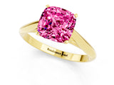 Yellow gold Cushion Cut Pink Sapphire Solitaire Engagement Ring with Cathedral Setting and Four-Prong Mount_31