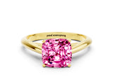 Yellow gold Cushion Cut Pink Sapphire Solitaire Engagement Ring with Cathedral Setting and Four-Prong Mount_66