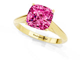 Yellow gold Cushion Cut Pink Sapphire Solitaire Engagement Ring with Cathedral Setting and Four-Prong Mount_67