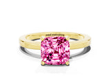 Yellow gold Cushion Cut Pink Sapphire Solitaire Engagement Ring with Classic Band and Four-Prong Setting_12