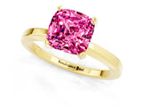 Yellow gold Cushion Cut Pink Sapphire Solitaire Engagement Ring with Classic Band and Four-Prong Setting_13