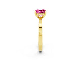 Yellow gold Cushion Cut Pink Sapphire Solitaire Engagement Ring with Classic Band and Four-Prong Setting_14