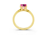 Yellow gold Cushion Cut Pink Sapphire Solitaire Engagement Ring with Classic Band and Four-Prong Setting_15