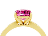 Yellow gold Cushion Cut Pink Sapphire Solitaire Engagement Ring with Classic Band and Four-Prong Setting_16