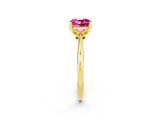 Yellow gold Cushion Cut Pink Sapphire Solitaire Engagement Ring with Classic Band and Four-Prong Setting_26
