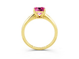 Yellow gold Cushion Cut Pink Sapphire Solitaire Engagement Ring with Classic Band and Four-Prong Setting_27