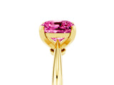 Yellow gold Cushion Cut Pink Sapphire Solitaire Engagement Ring with Classic Band and Four-Prong Setting_29
