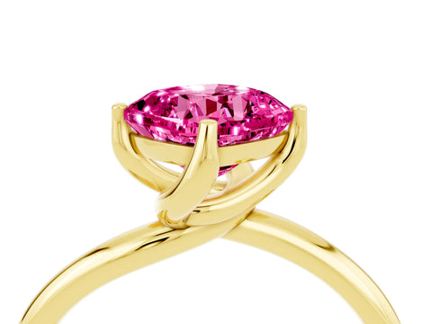 Yellow gold Cushion Cut Pink Sapphire Solitaire Engagement Ring with Four-Prong Setting and Classic Band_37