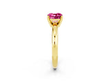 Yellow gold Cushion Cut Pink Sapphire Solitaire Engagement Ring with Round Band and Four-Prong Setting_26