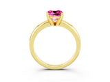 Yellow gold Cushion Cut Pink Sapphire Solitaire Engagement Ring with Round Band and Four-Prong Setting_27