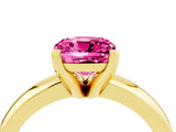 Yellow gold Cushion Cut Pink Sapphire Solitaire Engagement Ring with Round Band and Four-Prong Setting_28