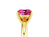 Yellow gold Cushion Cut Pink Sapphire Solitaire Engagement Ring with Round Band and Four-Prong Setting_29
