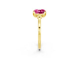 Yellow gold Cushion Cut Pink Sapphire Solitaire Ring with Flower Prong Setting and Classic Band_14