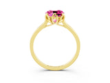 Yellow gold Cushion Cut Pink Sapphire Solitaire Ring with Flower Prong Setting and Classic Band_15