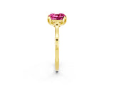 Yellow gold Cushion Cut Pink Sapphire Solitaire Ring with Flower Prong Setting and Classic Band_38
